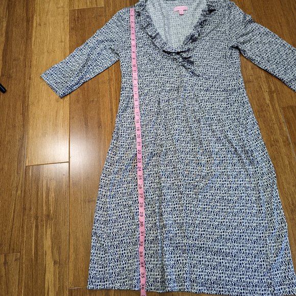 Lilly Pulitzer Blayney Navy/White Ruffle Dress It's a Lilly Print - Picture 8 of 14